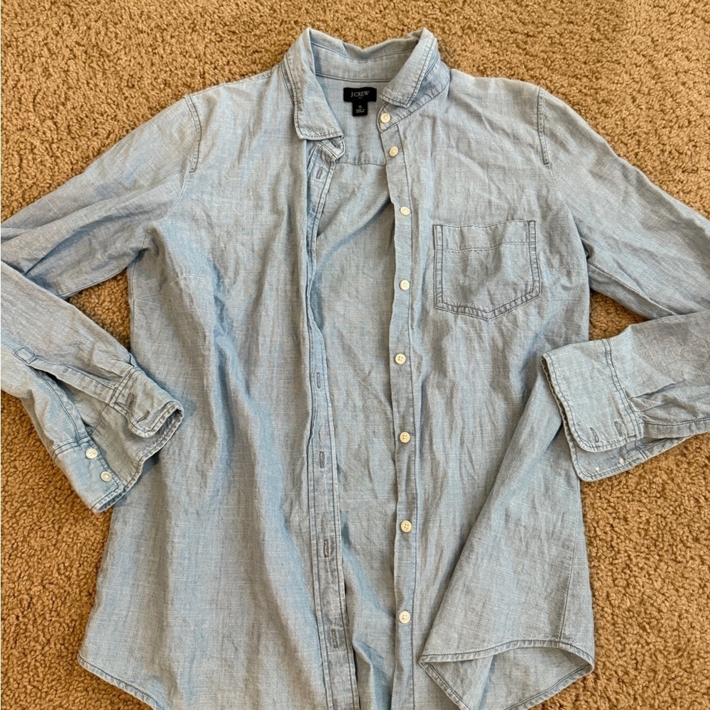 J. Crew Blue Button Down Shirt Classic Long Sleeve